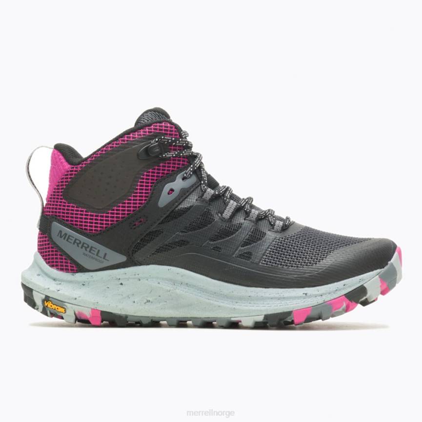 64NP1084 svart/fuchsia Merrell antora 3 mid vanntett (j067582)